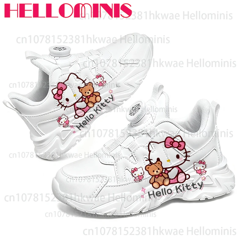 

Молодежные студенческие однотонные кроссовки на подошве, каваи, дизайн Hello Kitty, белые туфли для мальчиков и девочек, спортивные кроссовки