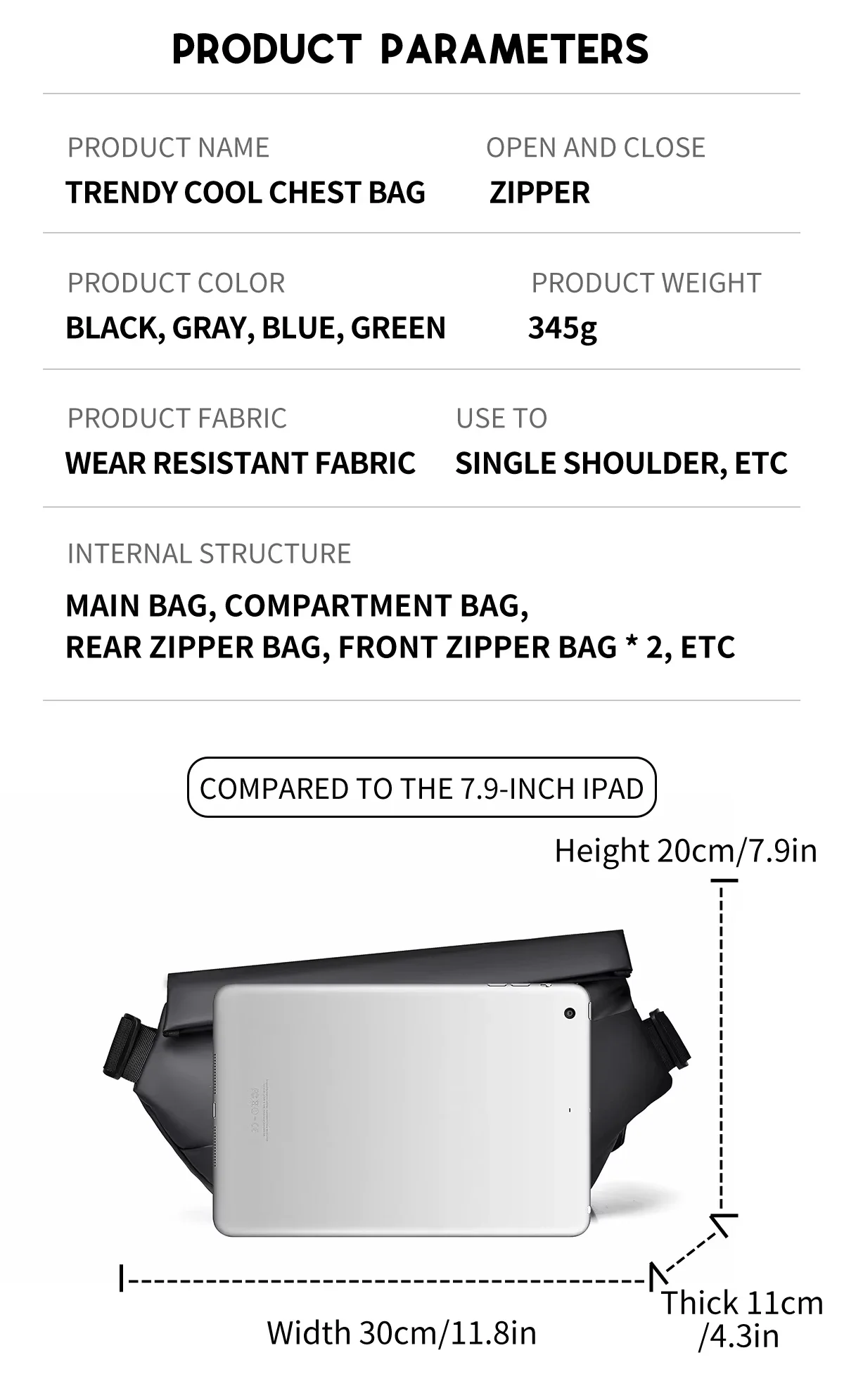 New Men's Oxford Cloth Sling Bag Waterproof Sports Style Crossbody Bag Solid Color Casual Chest Bag Travel Shopping Hiking Bag