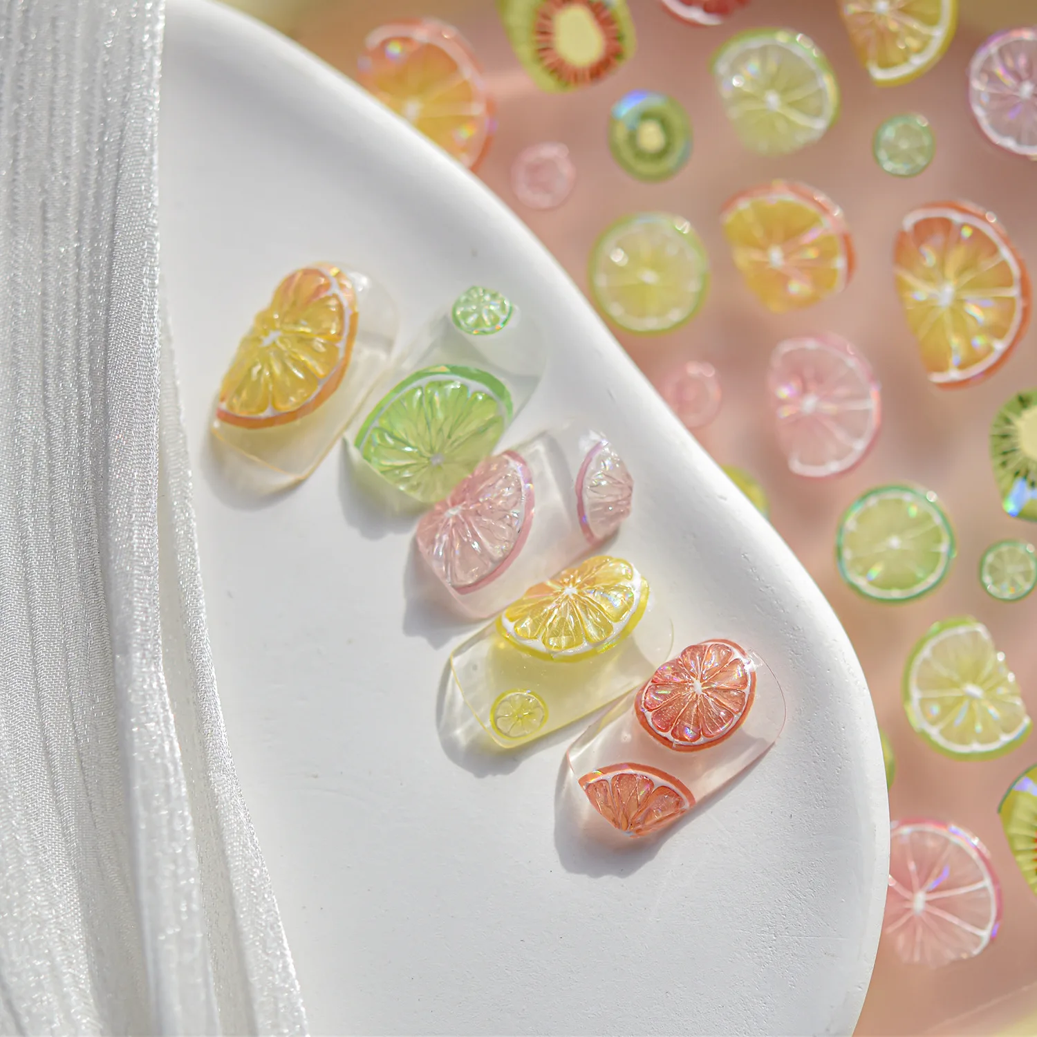 ゼリーチェリーアップルネイルステッカー日本のかわいいフルーツ自己粘着スライダーネイルアートアクセサリー DIY 夏の爪の装飾 1pc