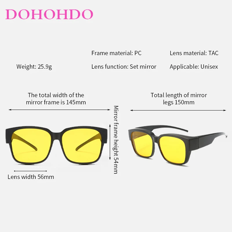 الكلاسيكية مربع القيادة للرؤية الليلية كليب على النظارات الشمسية الرجال النساء الرياضة في الهواء الطلق الاستقطاب المضادة للوهج نظارات UV400 Gafas دي سول #6