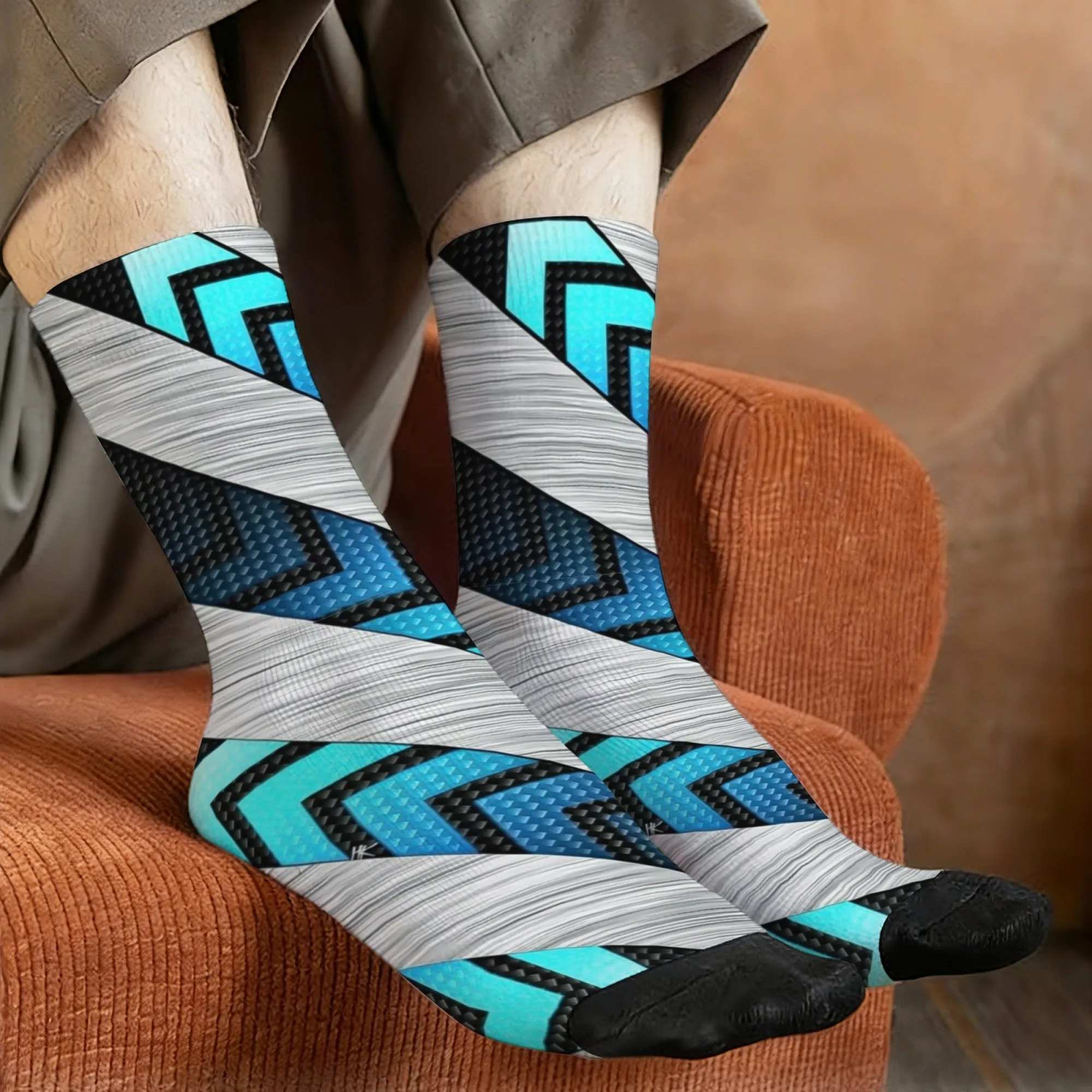 Industrial Style V Arrow Socks Durable Lightweight Wrinkle-resistant Men's Cycling Hiking Camping Fashionable Streetwear Sock