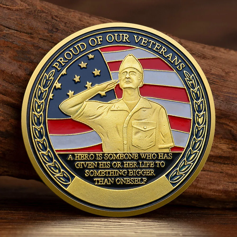 Proud of Our Veterans Military Commemorative Coin U.S. Air Force Serviceman Gold-Plated Collectible Coin