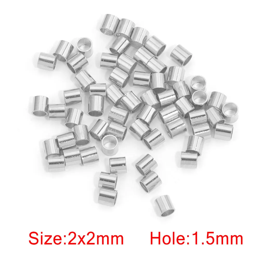 200Pcs Rvs Tube Crimp Einde Kralen Clip Foldover Stopper Spacer Bead Voor Diy Sieraden Maken Levert Crimp & end Kralen