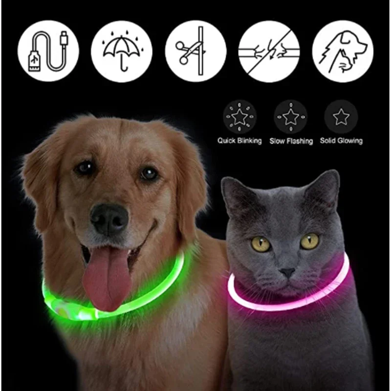 

USB Charging Necklace Led Luminous Dog Collar Light , Flashing DIY Glowing Safety Anti Lost Cat Dogs Collar Accessories Supplies