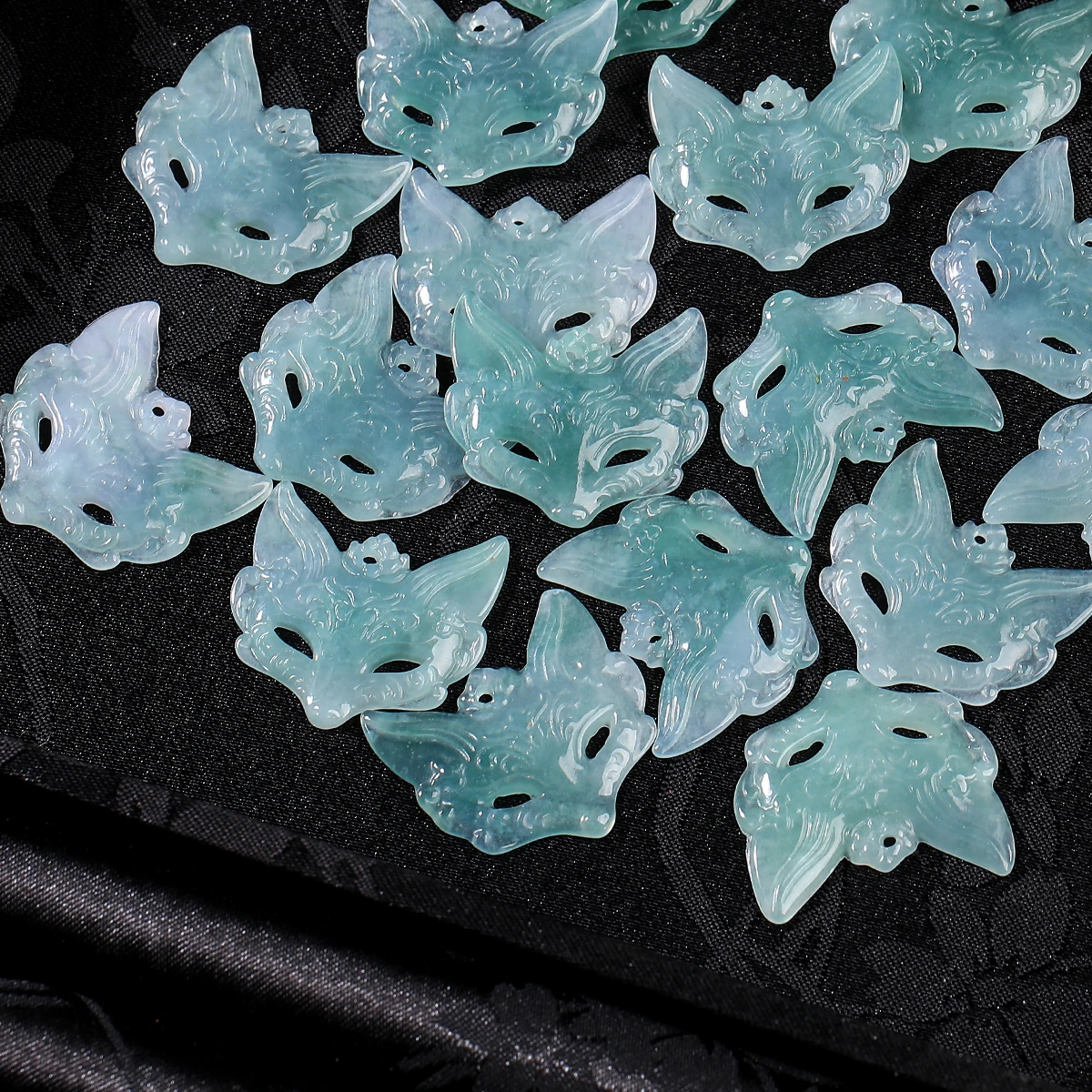 1 Pc Natural Stone Guatemala Jadeite Carved Fox Bead For Jewelry Making DIY Necklace Bracelet Pendant Accessory Wholesale
