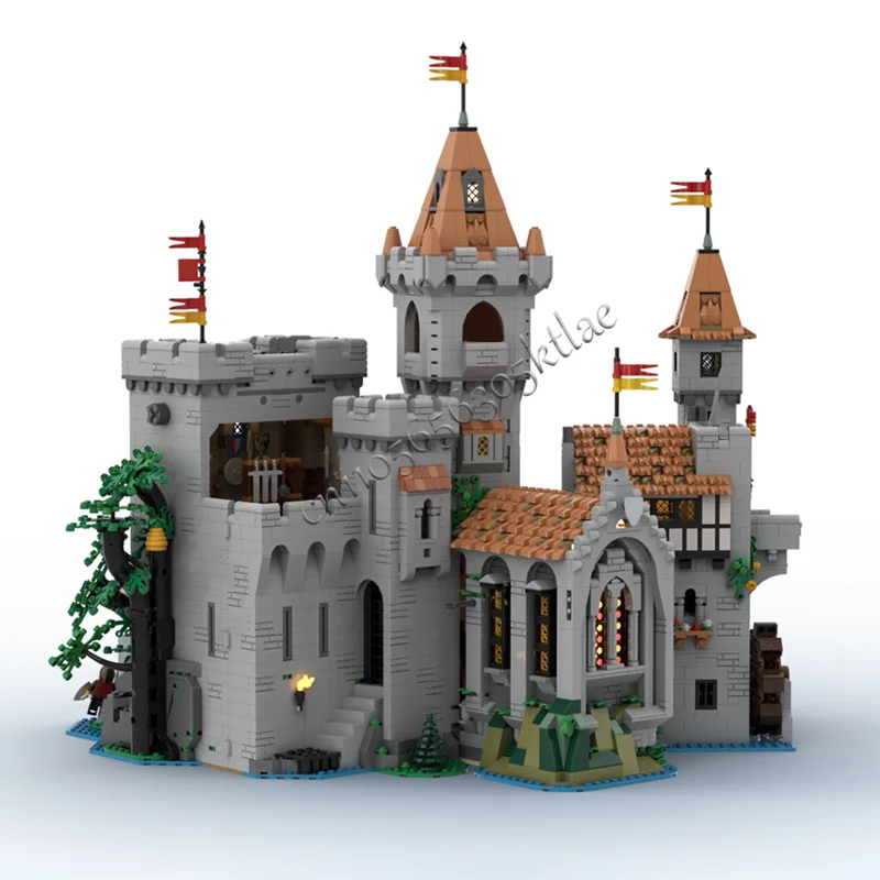 HOT 2687 PCS Lion Knight's Tower Castle Modular Building Blocks Retro Architecture Model Display Toy Kids Assembly Birthday Gift