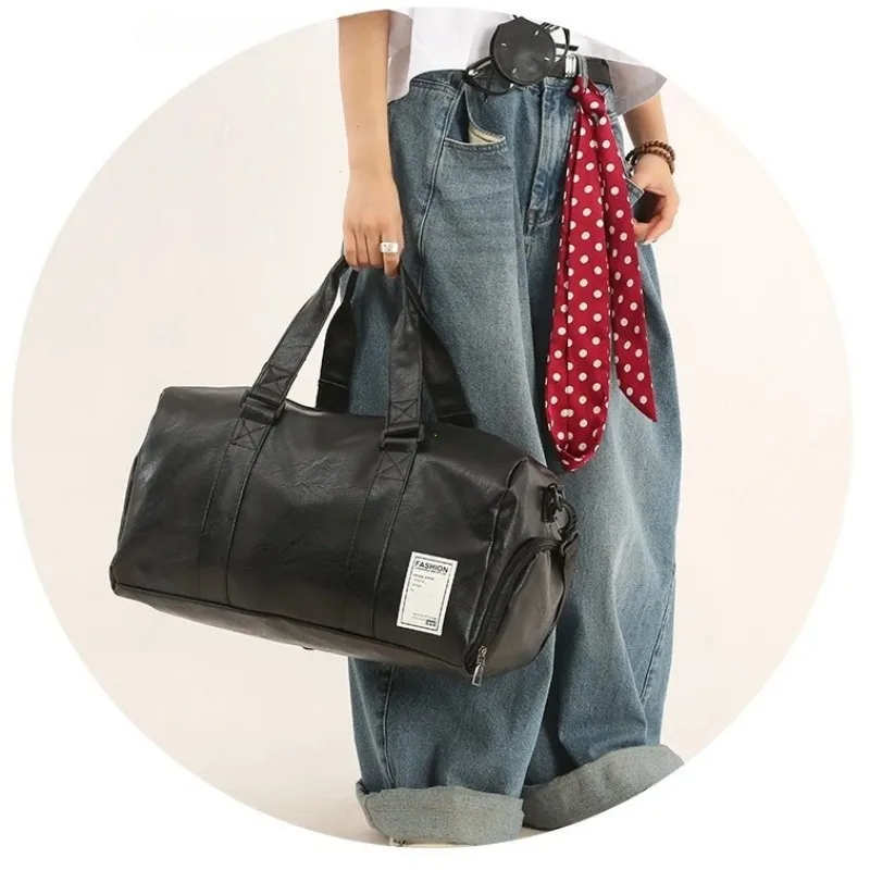 

Кожаная спортивная сумка унисекс, спортивная сумка на плечо для сухого и влажного плеча для фитнеса, йоги, дорожная обувь для тренировок - дорожный багаж с мокрым снаряжением