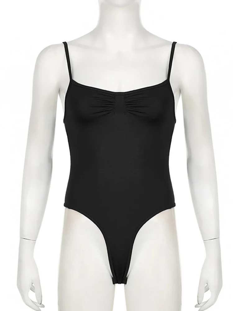 بدلة نسائية ضيقة بدون أكمام بحزام سباغيتي أسود سادة وبسيط أساسي مثير لقضاء العطلات #6