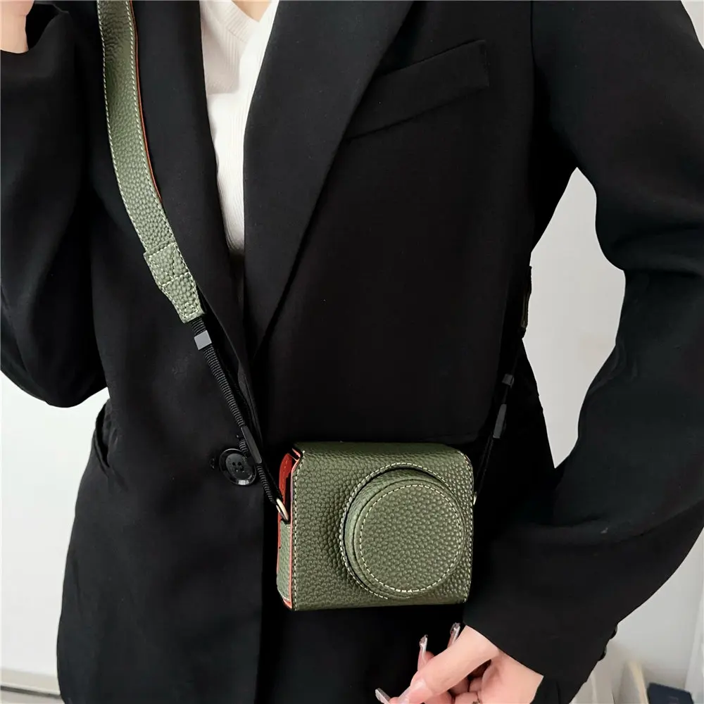 Camera Bag Case For Sony ZV1 ZV-1 Luxury PU Leather  Full Body Cover Hand Made Shell With Strap
