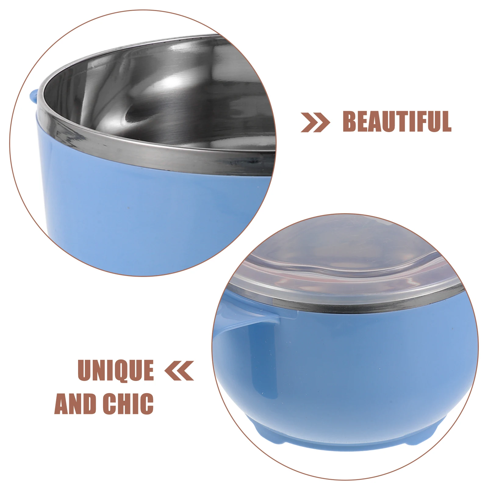 

1 Set Stainless Steel Food Bowl 1200Ml Leak-Proof Drainage Hole Anti-Scald Handle Soup Noodle Rice Salad Bowl For Lunch