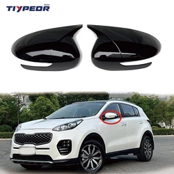 Capa Espelho Retrovisor de Carro, Asa Lateral, Preto Brilhante, Guarnição Decoração Concha Espelho, KIA KX5 e Sportage 2016-2019