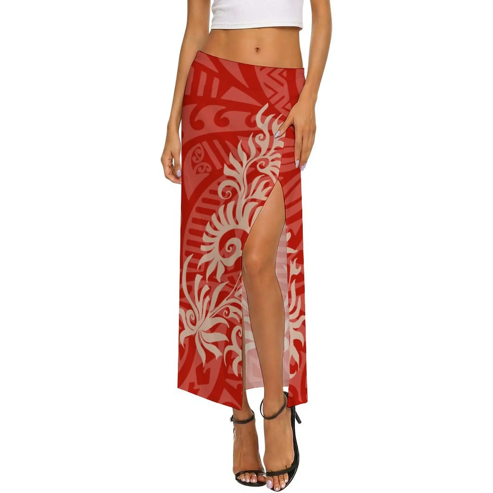 High-Quality Custom-Made Polynesian Island-Style Women'S Summer Transparent Net-Sheer Halter-Top Skirt With Slit Opening
