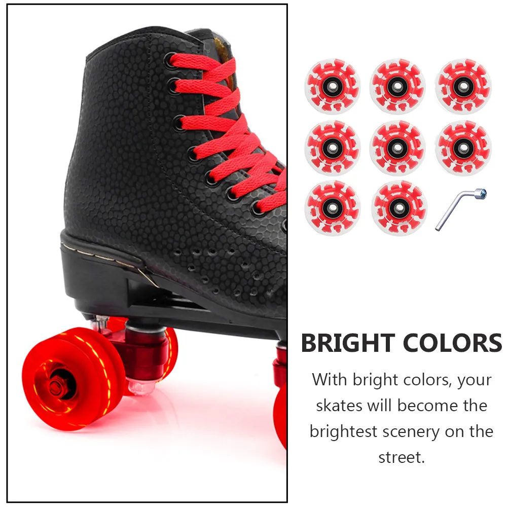 

Комплект светящихся колес для роликовых коньков: прочная опорная база для катания на улице, высокопроизводительные колеса для уличного скейтинга