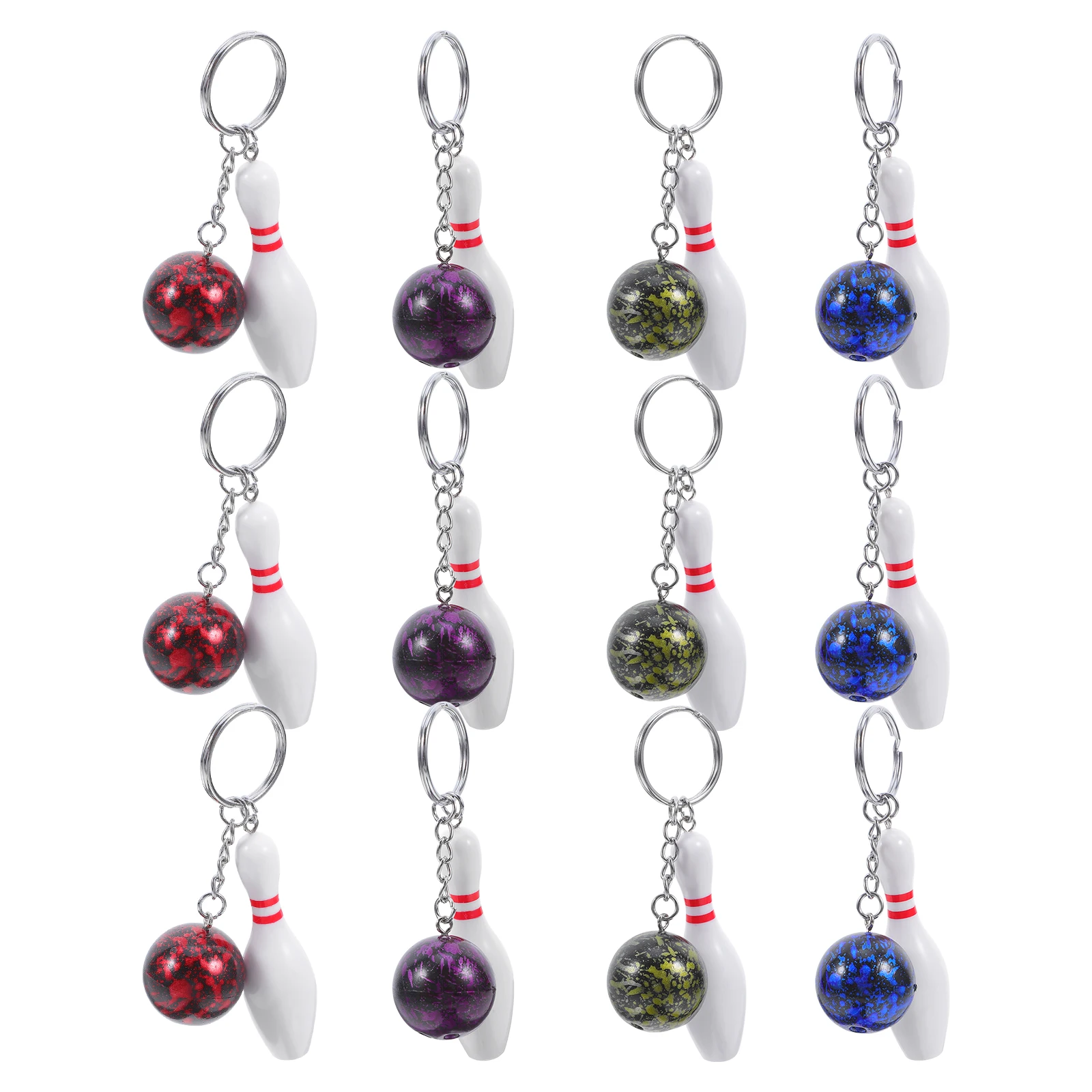 

12 Mini Bowling Keychains Lightweight Durable Metal Souvenirs Gifts Basketball Pins For Bags Key Rings Decorative Ornaments