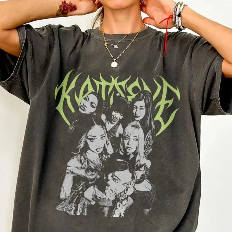 KATSEYE Gnarly T-shirt Vrouwen Mannen Retro Streetwear Unisex Oversized Tee Katoen Harajuku Losse Korte Mouw Femael Mannelijke Kleding