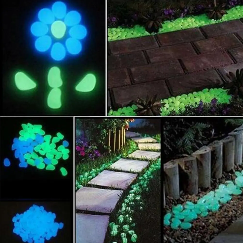 Glow-in-the-Dark Garden Stones, 1cm Night Guide Luminous Pebbles, Decorative Aquarium Pebbles, Resin Glowing Stones for Outdoor