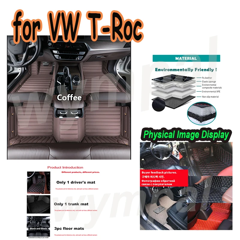 

LUXURY Car Floor Mats For VW VW T-Roc A11 AC7 2018 2019 2020 Waterproof Car Mats