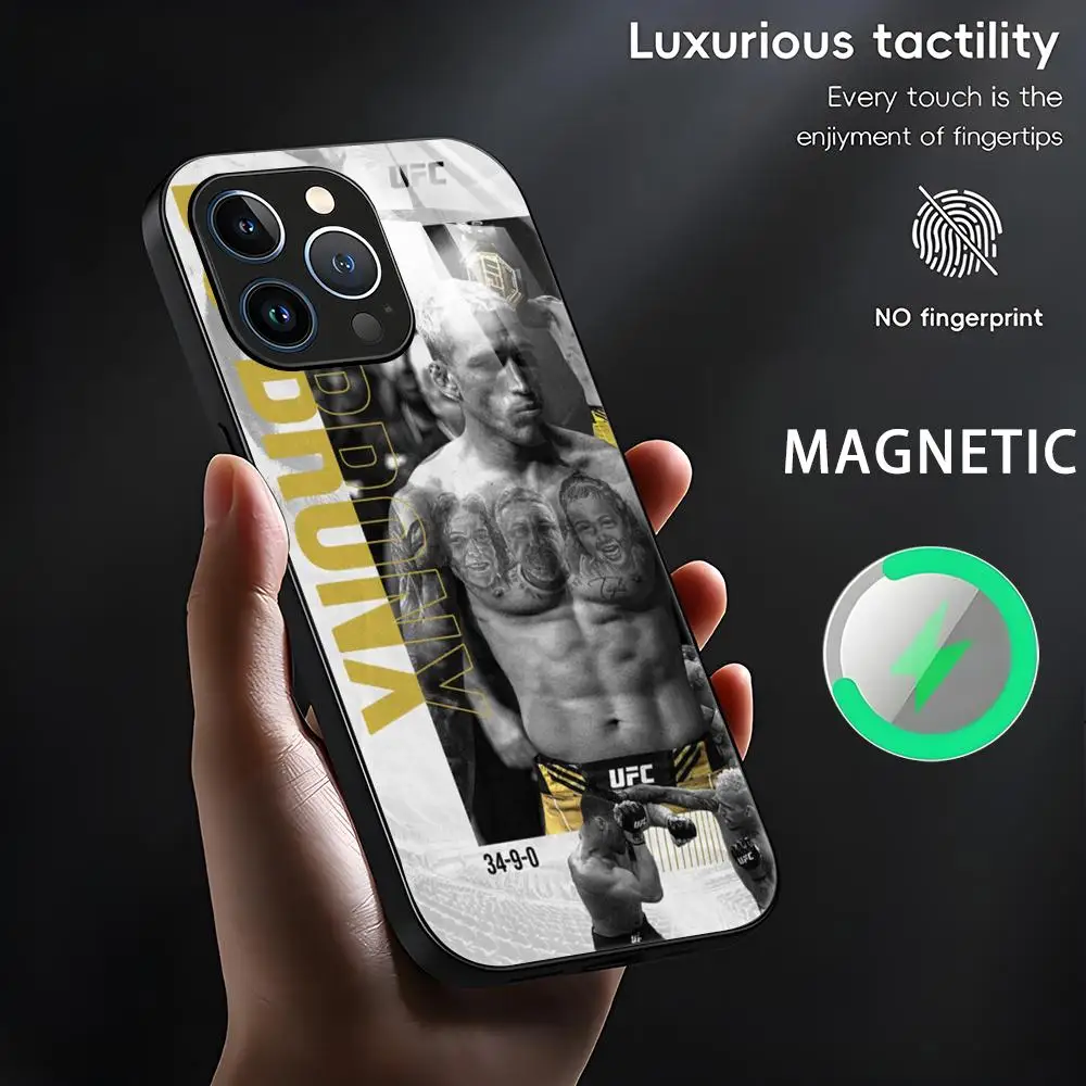 u-ufc Charles Oliveira Phone Case For iPhone 15 14 13 12 11 X XR XS XSMAX 8 7 Plus Mini Pro Max Glass Magnetic Phone Case