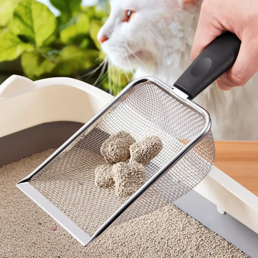 Stainless Steel Mesh Cat Litter Scoop Large Fine Hole Pet Scoop Bentonite Mineral Litter Nuclear Litter Scoop Quick Cleanup Tool