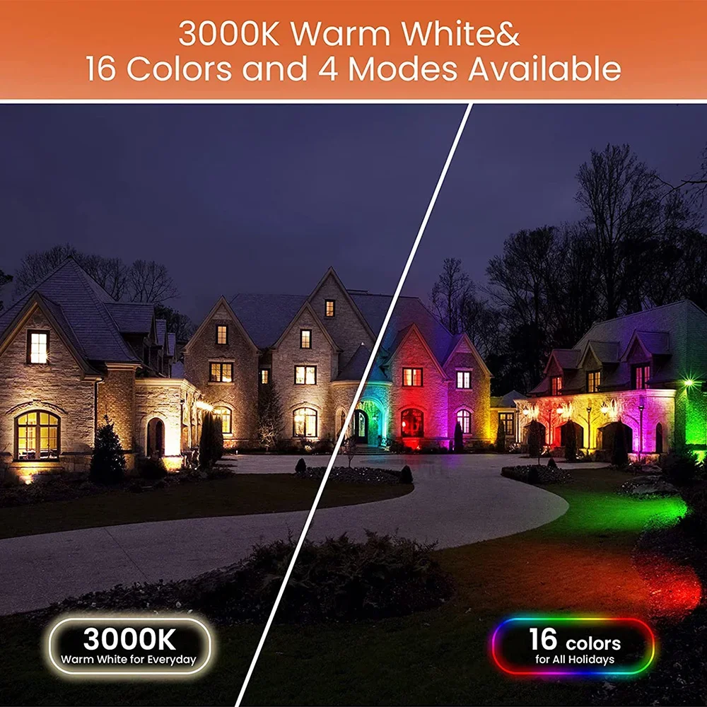 Imagem -05 - Led Garden Lawn Lights com Controle Remoto Iluminação de Paisagem Lâmpada de Inundação Impermeável Rgb Quente Branco Spotlight ao ar Livre 16 Cores 6w