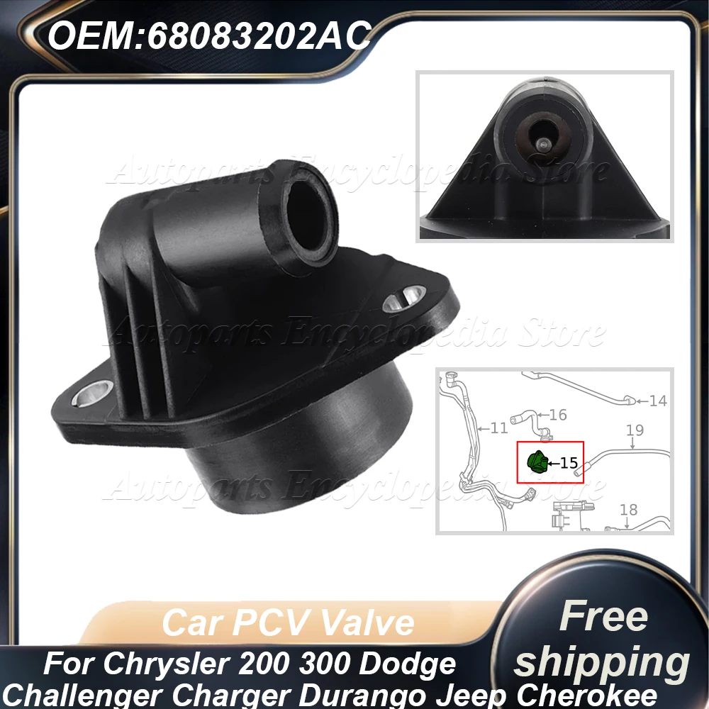 

68083202AC Car PCV Positive Crankcase Ventilation Valve 68083202AB For Chrysler Dodge Challenger Charger Durango Jeep Cherokee