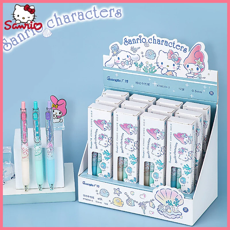 serie oceano sanrio touch gel pen conjunto de papelaria estudante caneta preta desenhos animados bonito melodia genuino atacado 05 mm pecas 01