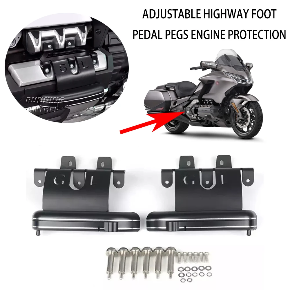 

2018-2025 For Honda Gold Wing 1800 GL1800 New Motorcycle Adjustable Foldable Foot Pedal Pegs Engine Protection Cover Footrest 24