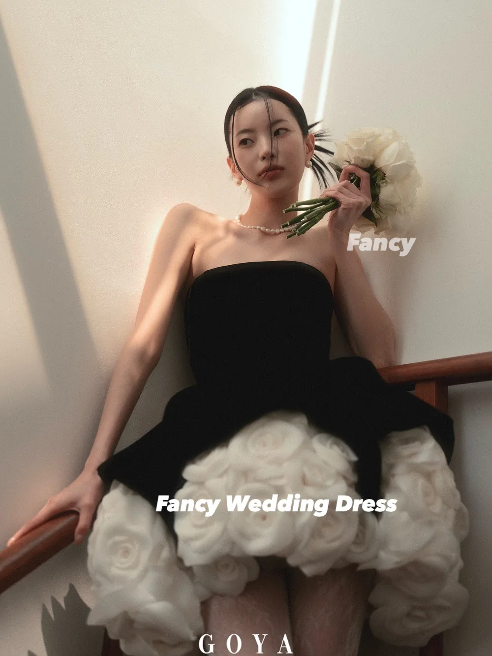 Fancy High Quality Rose Wedding Dress A Line Strapless Bridal Gown Mini Short Sleeveless Birthday Party Dresses Customized