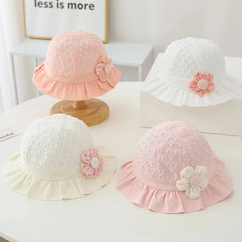 Summer Cute Princess Baby Sun Hats Ruffle Flower UV Protection Fisherman Cap Princess Princess Baby Sun Protection Hat