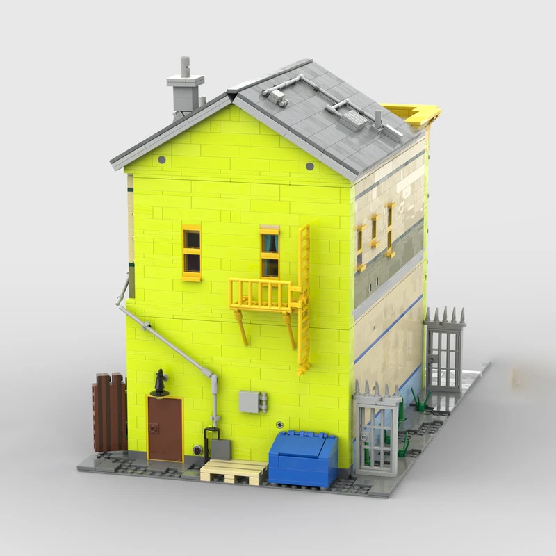 Exquisito nuevo producto, bloques de construcción MOC, vista a la calle, modelo arquitectónico, casa de hamburguesa de Bob, juguete Modular para regalo para niños, conjunto DIY