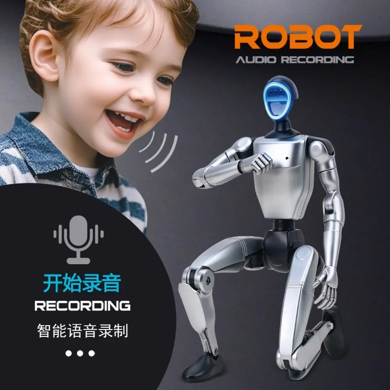 New AI Robot Toy with Sound Light Voice Recording, Multi-Joint Movable Action Figure Model, Smart Interactive Toy for Kids Gift