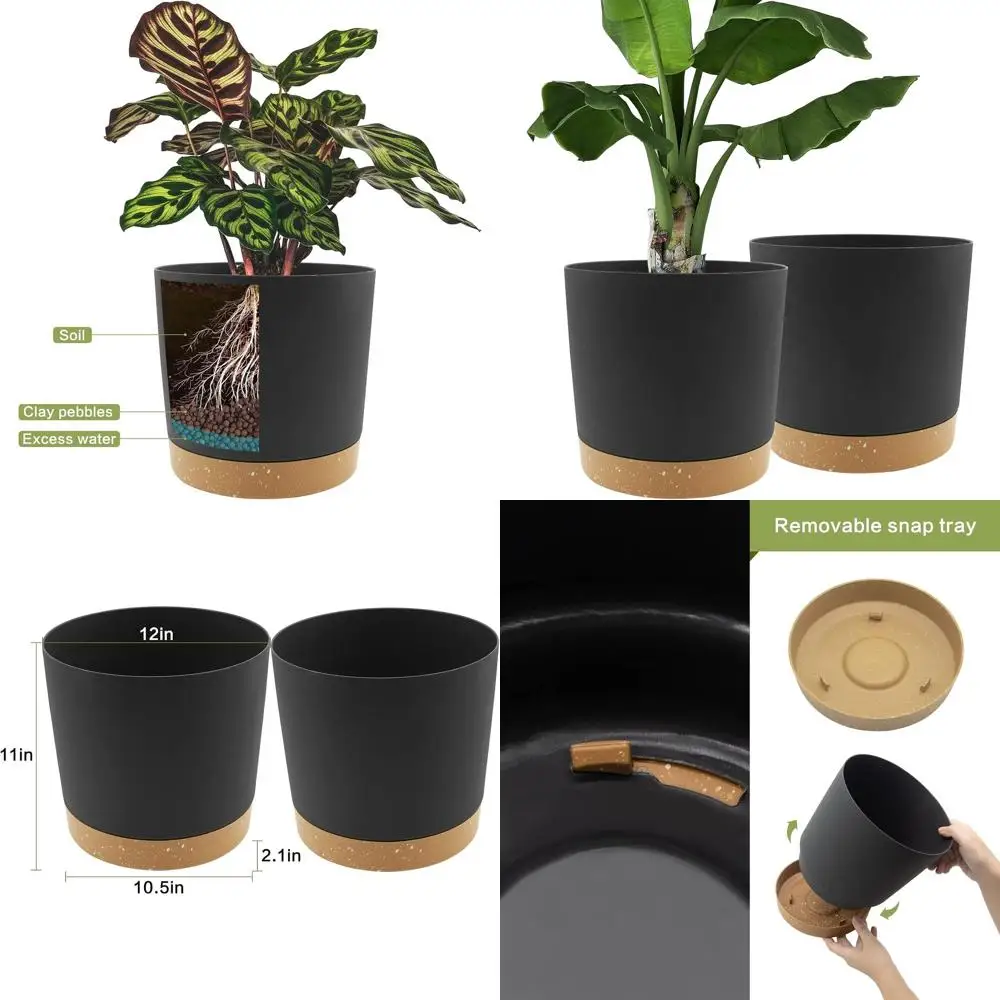 

QCQHDU 12-дюймовый горшок для растений, 2 упаковки кашпо или комнатных растений с дренажными отверстиями и блюдцем, наружные нижние горшки Home Garden Ern Deco