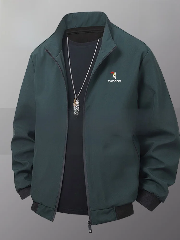 

Faionable Busin Casual ort Stand Collar Jaet for Men Autumn New Arrival Versatile Top Outerwear Wooden Du Brand