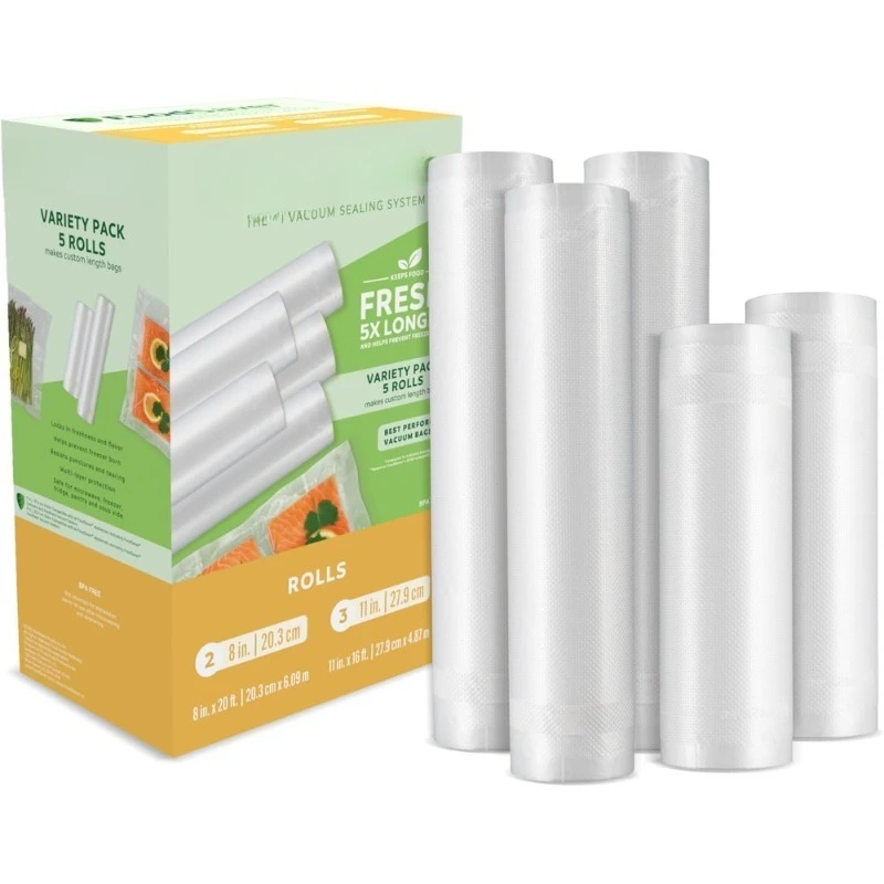 

Пакеты для вакуумного упаковщика нестандартной длины, 5 рулонов, герметичное хранилище продуктов, совместимые с Sous Vide, 8, 11 дюймов, 2 упаковки, 3 упаковки