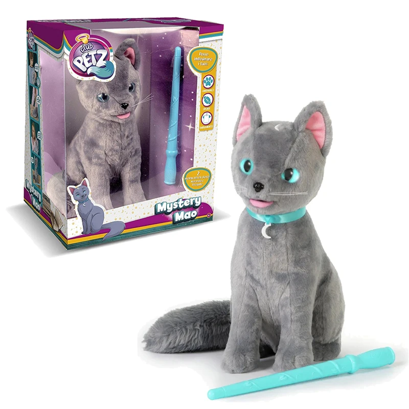 Club Petz Grey Mystery Mao Bewitched Lifelike Mind Reading Katze induktives elektronisches Plüsch-Interaktives Haustierspielzeug mit 2 Spielmodi