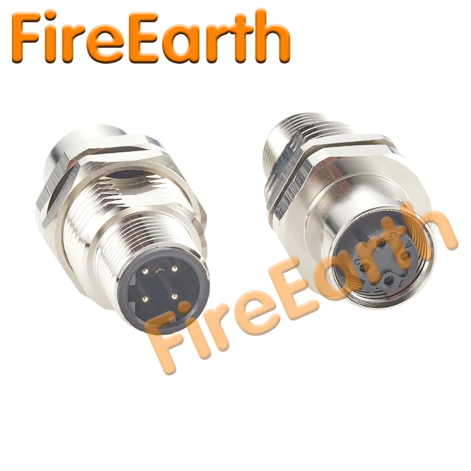 M12 D-Code 4 Pin Male to Female Bulkhead Feedthrough Connector Shielded Pass-Thru Panel Mount Socket for EtherCAT Fieldbus 1pc