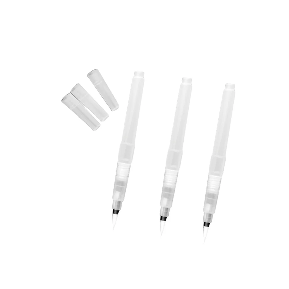 3Pcs Refillable Water Brush Pen Nylon Tip Durable Ink Marker Painting Drawing Calligraphy Sketching Tool Set Water Brush Pen