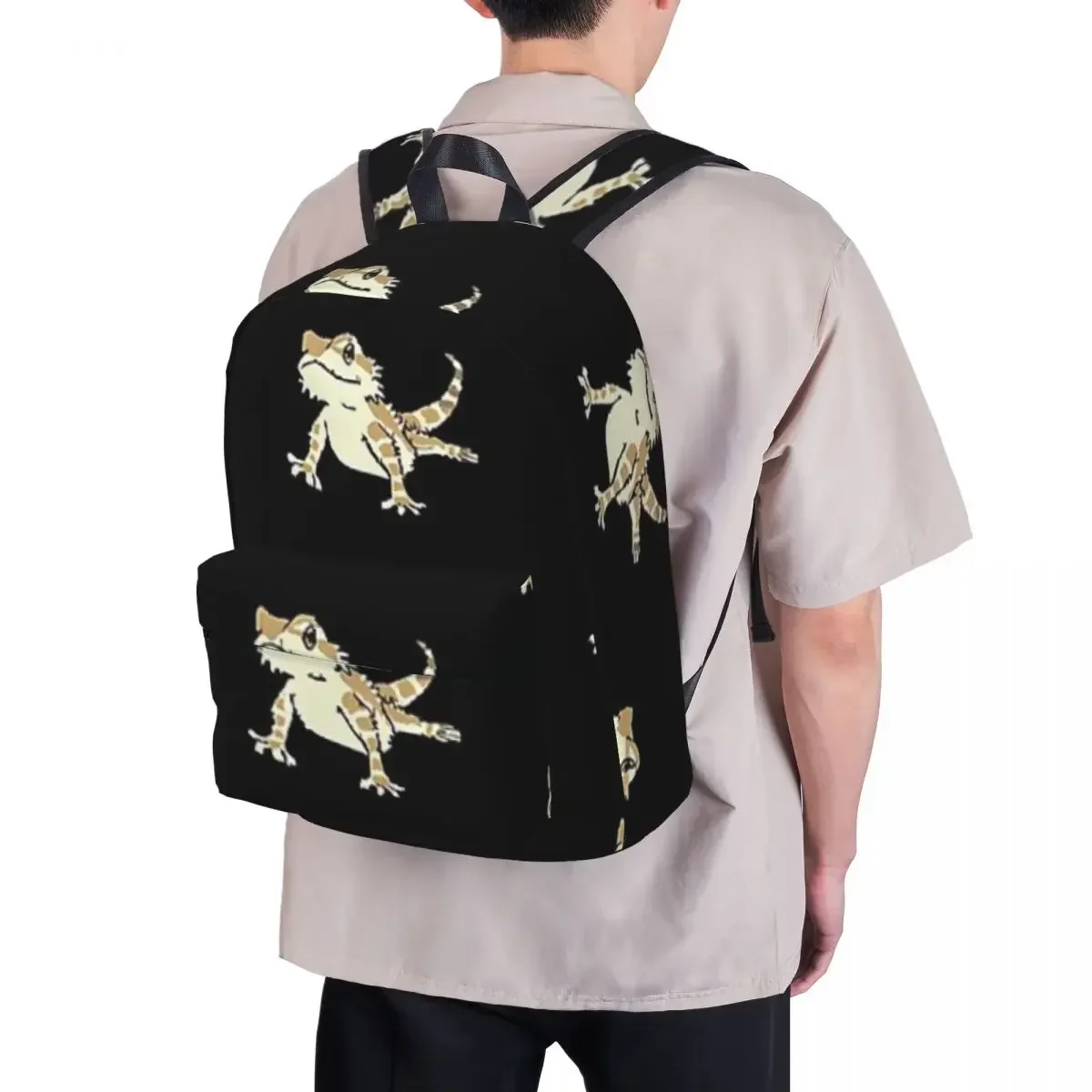 Mochila escolar con dragón barbudo para niños y niñas, bolso de hombro, portabilidad, viaje