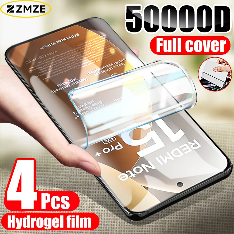 4 Stück Hydrogel-Folie für Xiaomi Redmi Note 15 14 13 12 11 10 9 Pro Plus Displayschutzfolie für Redmi Note 11S 10S 9T 8T 7 Weiche Folie
