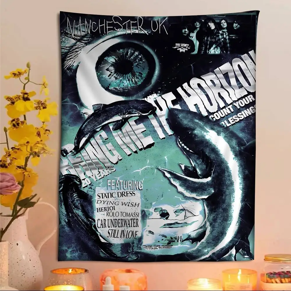 B-Bring M-Me The H-Horizon Anime Tapestry Hanging Tarot Hippie Wall Rugs Dorm Home Decor