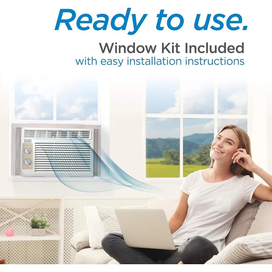 مكيف هواء النافذة 5000 وحدة حرارية بريطانية وحدة نافذة تيار متردد تبريد حتى 150 قدم مربع وحدة تيار متردد للنافذة مع أجهزة تحكم ميكانيكية مروحة يدوية O