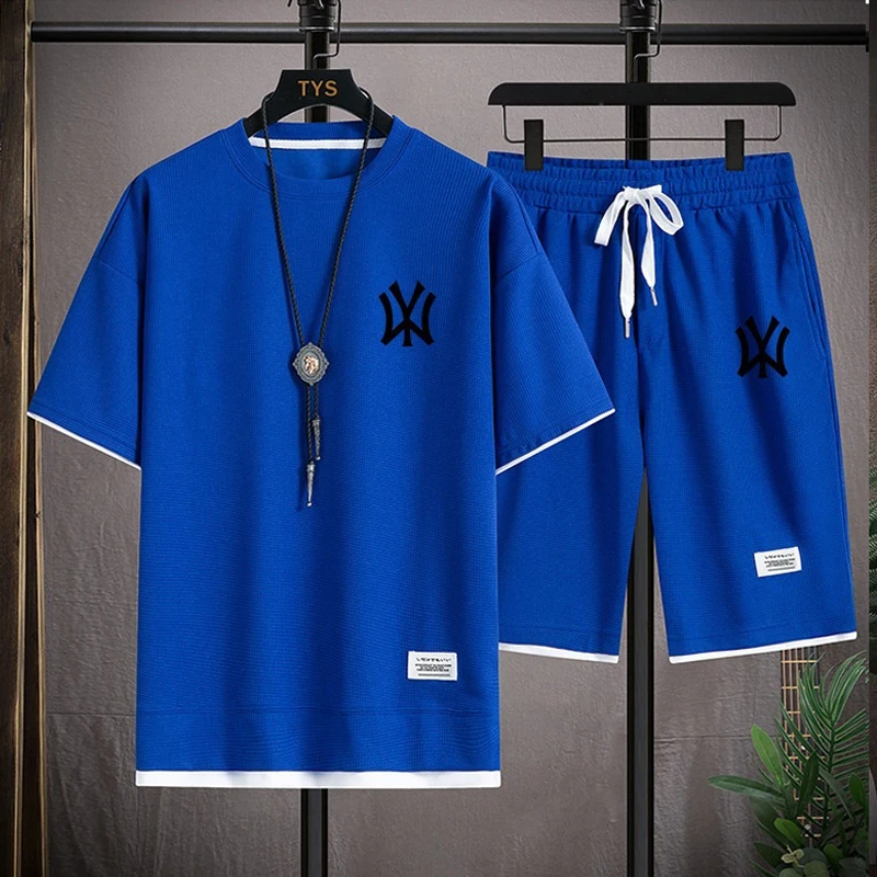 Men's summer casual T-shirt, short-sleeved T-shirt, men's fitness and sports cotton top, men's running fashion outfit
