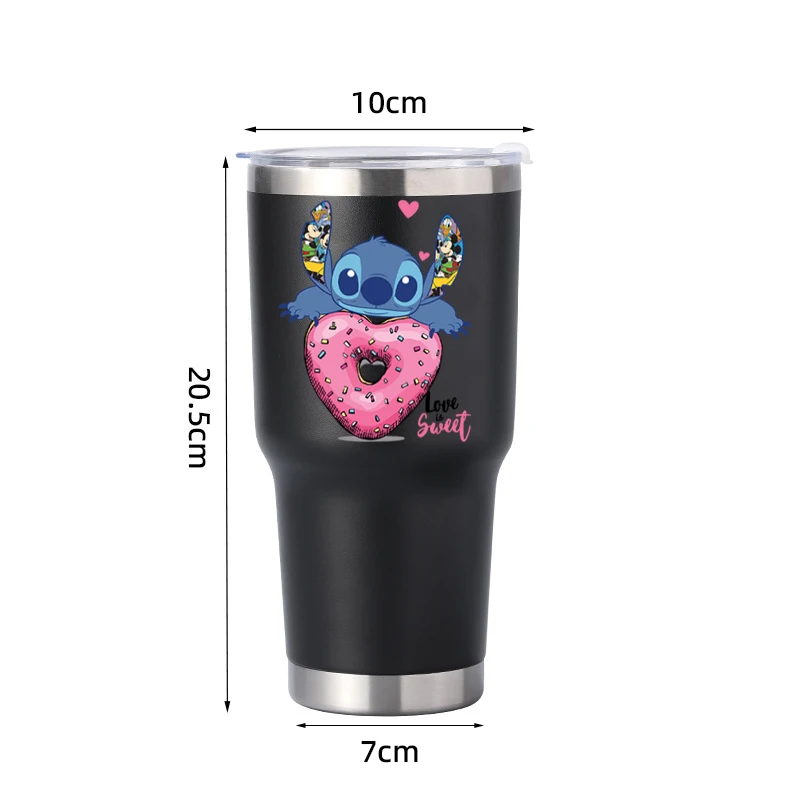 Large Capacity 30oz Stainless Steel Beer Cup Coffee Bingba Cup Thermos Cup Cartoon Anime Disney Stitch Gift