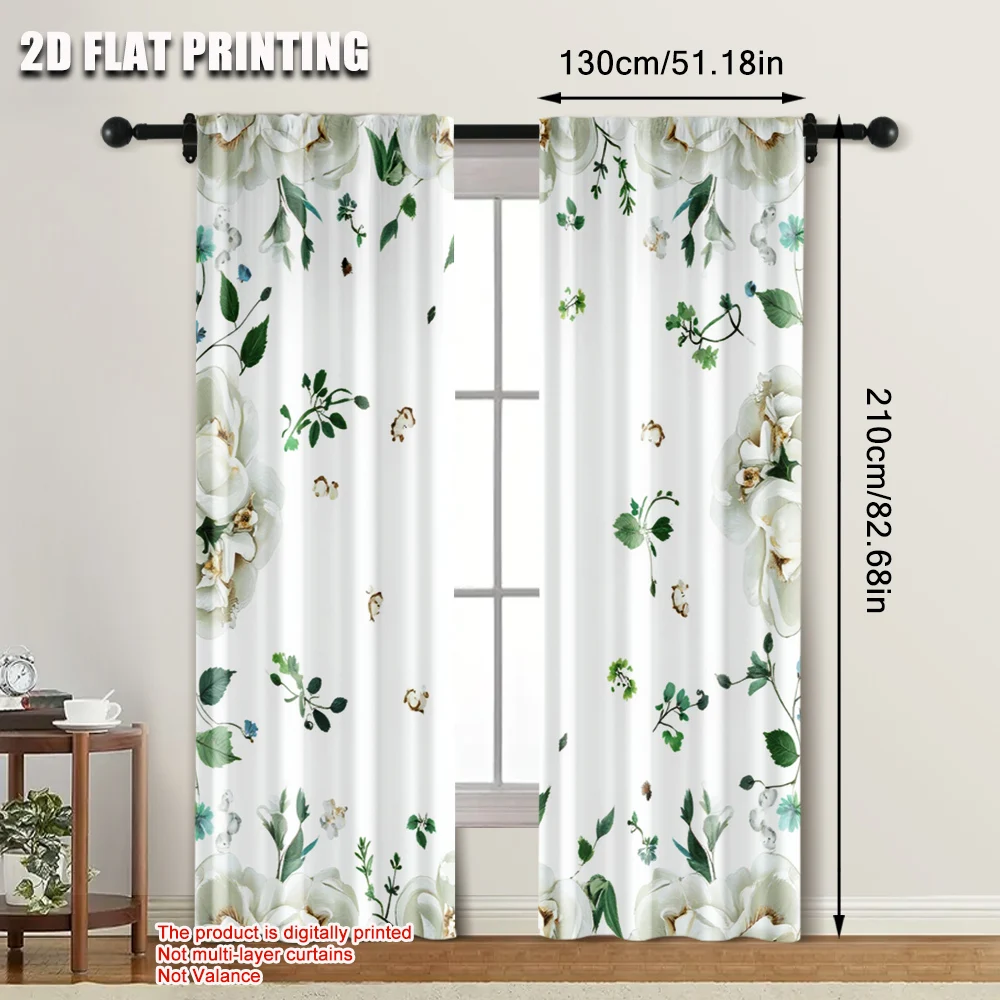 

2pcs, plane printing Curtain Popular Wildflower Polyester (without rod) Festive Perfect for Bedroom and Various Room Types
