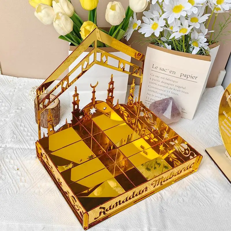 

Eid Mubarak Dessert Tray Ramadan Moon Star Plate Candies Food Fruit Storage Tray for Islamic Muslim Festival Party decor