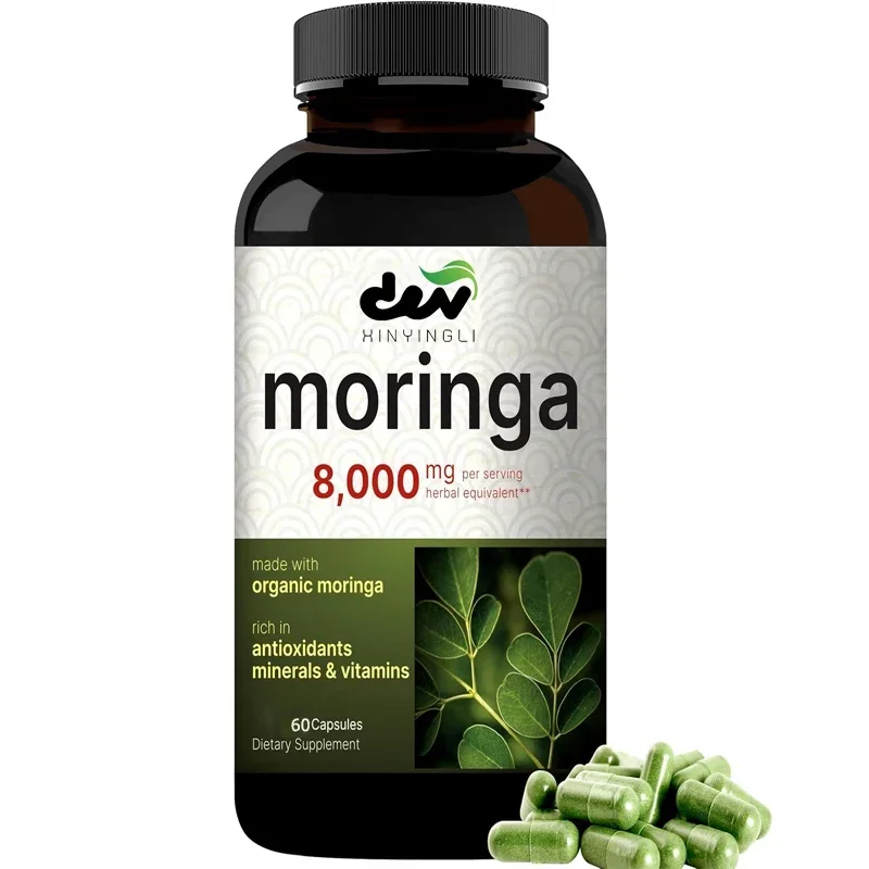 

Капсулы Pure Moringa, органический зеленый суперкорм для здоровья и иммунитета кожи, без ГМО, безглютеновая пищевая добавка