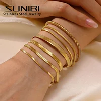 SUNIBI Women Trend Classic Snake Chain Bracelet Gold Color Width 2/3/4/5MM Stainless Steel Chain Bracelet For Women Jewelry Gift - Image 4