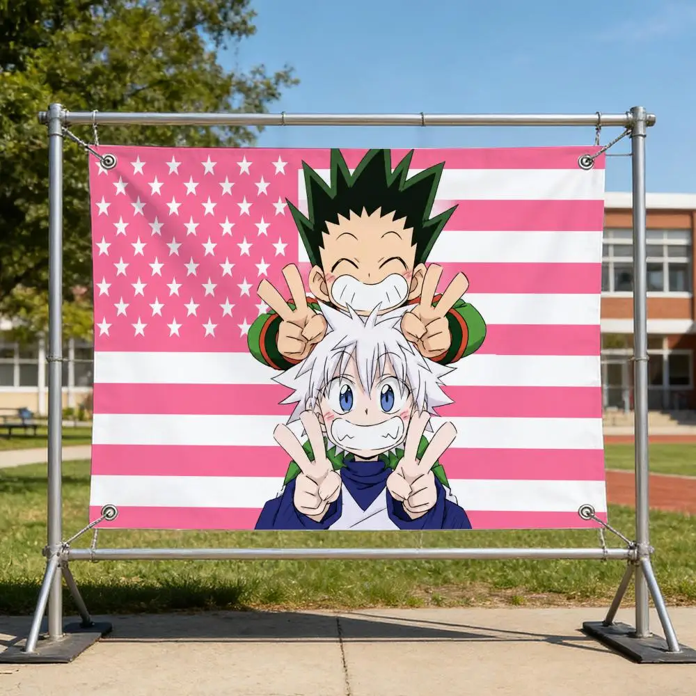Action Anime G-Gon x Killua Flags Specialized for indoor and outdoor home decorations, outdoor camping, and bar parties