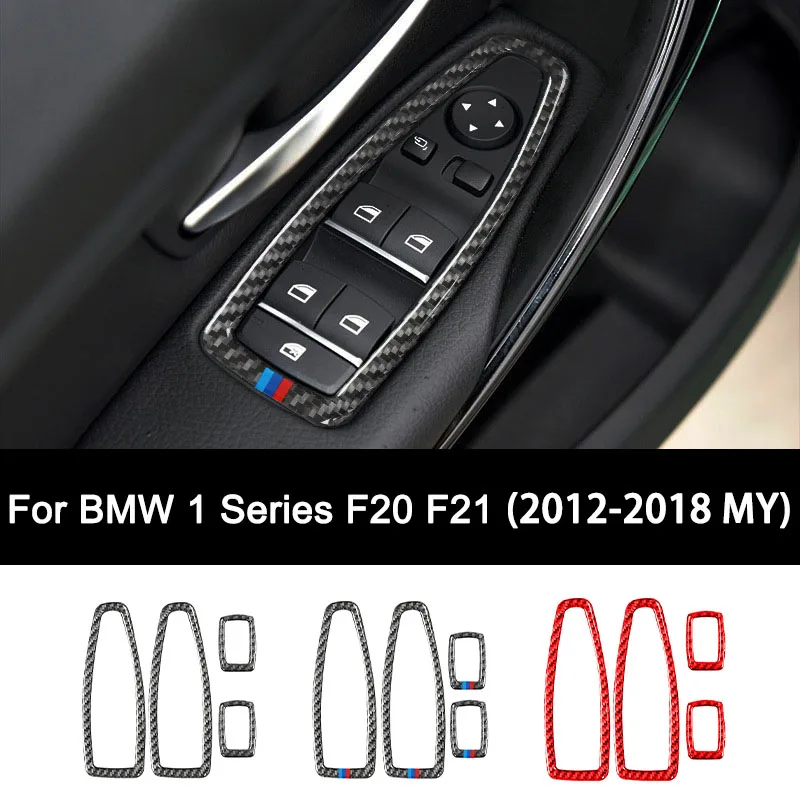 

For BMW 1 Series F20 F21 (2012-2018 MY), Premium Carbon Fiber Car Window Lift Button Panel Interior Sticker Auto Accessories
