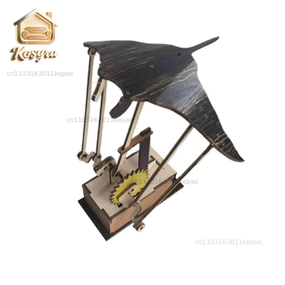 

Artisan Wooden Manta Ray Automaton Handcrafted Mechanical Ocean Animal Ornaments Hand-Cranked Kinetic DIY Puzzle Decoration